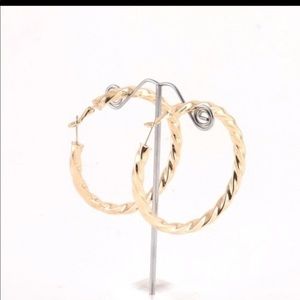 18K Gold Plated Fashion Twisted Hoop Earring NWT